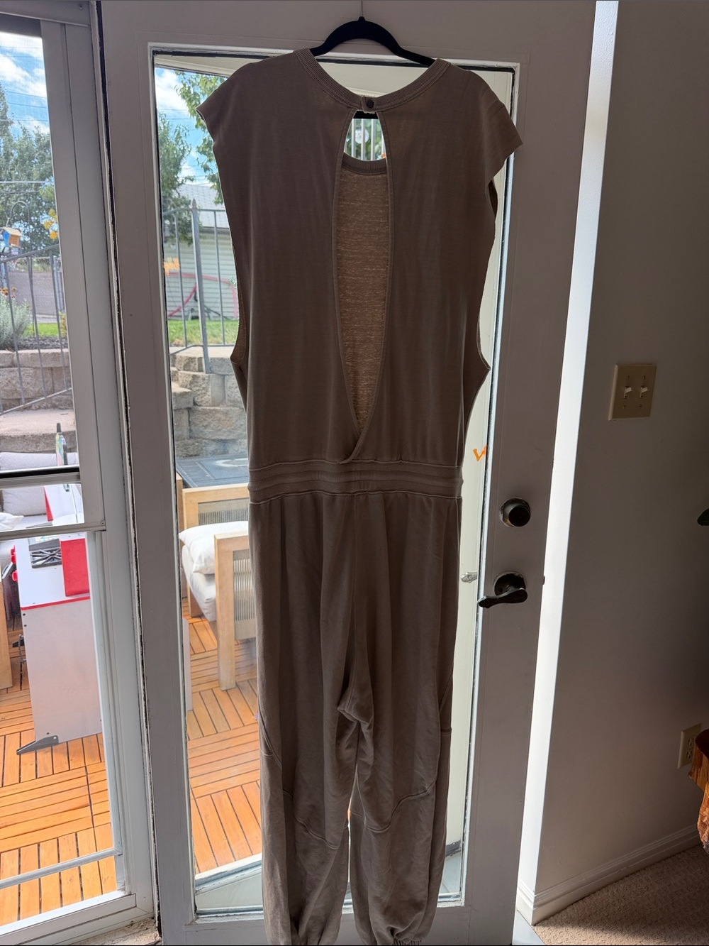 Sleeveless Drawstring Jumpsuit in Taupe - Picture 3 of 4